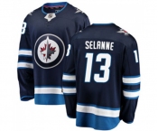 Winnipeg Jets #13 Teemu Selanne Fanatics Branded Navy Blue Home Breakaway NHL Jersey