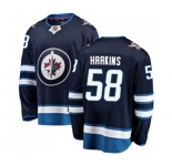 Winnipeg Jets #58 Jansen Harkins Fanatics Branded Navy Blue Home Breakaway NHL Jersey