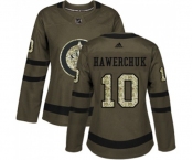 Women Adidas Winnipeg Jets #10 Dale Hawerchuk Authentic Green Salute to Service NHL Jersey