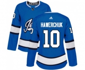Women Adidas Winnipeg Jets #10 Dale Hawerchuk Premier Blue Alternate NHL Jersey