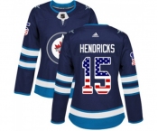 Women Adidas Winnipeg Jets #15 Matt Hendricks Authentic Navy Blue USA Flag Fashion NHL Jersey
