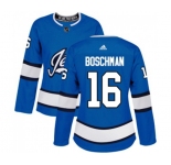 Women Adidas Winnipeg Jets #16 Laurie Boschman Premier Blue Alternate NHL Jersey