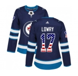 Women Adidas Winnipeg Jets #17 Adam Lowry Authentic Navy Blue USA Flag Fashion NHL Jersey