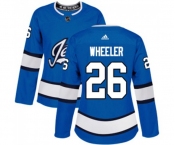 Women Adidas Winnipeg Jets #26 Blake Wheeler Premier Blue Alternate NHL Jersey
