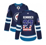 Women Adidas Winnipeg Jets #27 Teppo Numminen Authentic Navy Blue USA Flag Fashion NHL Jersey