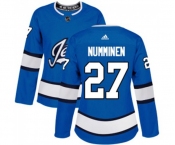 Women Adidas Winnipeg Jets #27 Teppo Numminen Premier Blue Alternate NHL Jersey