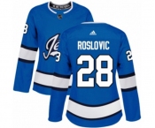 Women Adidas Winnipeg Jets #28 Jack Roslovic Premier Blue Alternate NHL Jersey