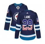 Women Adidas Winnipeg Jets #29 Patrik Laine Authentic Navy Blue USA Flag Fashion NHL Jersey