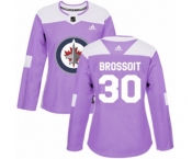Women Adidas Winnipeg Jets #30 Laurent Brossoit Authentic Purple Fights Cancer Practice NHL Jersey