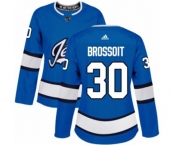 Women Adidas Winnipeg Jets #30 Laurent Brossoit Premier Blue Alternate NHL Jersey