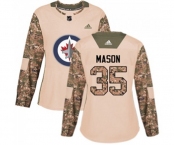 Women Adidas Winnipeg Jets #35 Steve Mason Authentic Camo Veterans Day Practice NHL Jersey