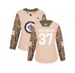 Women Adidas Winnipeg Jets #37 Connor Hellebuyck Camo Authentic 2017 Veterans Day Stitched NHL Jersey