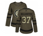 Women Adidas Winnipeg Jets #37 Connor Hellebuyck Green Salute to Service Stitched NHL Jersey