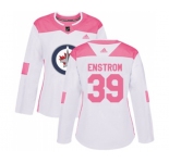 Women Adidas Winnipeg Jets #39 Tobias Enstrom Authentic White Pink Fashion NHL Jersey