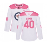 Women Adidas Winnipeg Jets #40 Joel Armia Authentic White Pink Fashion NHL Jersey