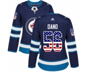 Women Adidas Winnipeg Jets #56 Marko Dano Authentic Navy Blue USA Flag Fashion NHL Jersey