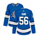 Women Adidas Winnipeg Jets #56 Marko Dano Premier Blue Alternate NHL Jersey