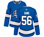 Women Adidas Winnipeg Jets #56 Marko Dano Premier Blue Alternate NHL Jersey