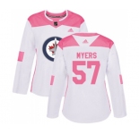 Women Adidas Winnipeg Jets #57 Tyler Myers Authentic White Pink Fashion NHL Jersey