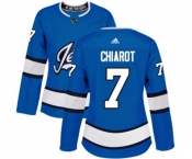 Women Adidas Winnipeg Jets #7 Ben Chiarot Authentic Blue Alternate NHL Jersey