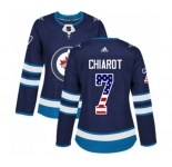 Women Adidas Winnipeg Jets #7 Ben Chiarot Authentic Navy Blue USA Flag Fashion NHL Jersey