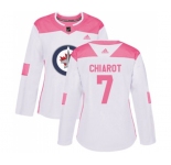 Women Adidas Winnipeg Jets #7 Ben Chiarot Authentic White Pink Fashion NHL Jersey