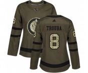 Women Adidas Winnipeg Jets #8 Jacob Trouba Authentic Green Salute to Service NHL Jersey