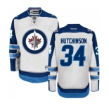 Women Reebok Winnipeg Jets #34 Michael Hutchinson Authentic White Away NHL Jersey