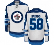 Women Reebok Winnipeg Jets #58 Jansen Harkins Authentic White Away NHL Jersey