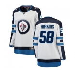 Women Winnipeg Jets #58 Jansen Harkins Fanatics Branded White Away Breakaway NHL Jersey