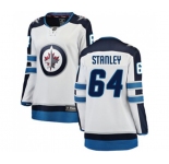 Women Winnipeg Jets #64 Logan Stanley Fanatics Branded White Away Breakaway NHL Jersey