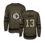 Youth Adidas Winnipeg Jets #13 Brandon Tanev Premier Green Salute to Service NHL Jersey