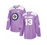 Youth Adidas Winnipeg Jets #13 Teemu Selanne Purple Authentic Fights Cancer Stitched NHL Jersey