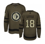 Youth Adidas Winnipeg Jets #18 Bryan Little Authentic Green Salute to Service NHL Jersey