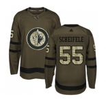 Youth Adidas Winnipeg Jets #55 Mark Scheifele Authentic Green Salute to Service NHL Jersey