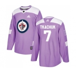 Youth Adidas Winnipeg Jets #7 Keith Tkachuk Authentic Purple Fights Cancer Practice NHL Jersey