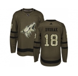 Men Adidas Phoenix Coyotes #18 Christian Dvorak Green Salute to Service Stitched NHL Jersey