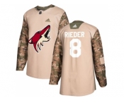 Men Adidas Phoenix Coyotes #8 Tobias Rieder Camo Authentic 2017 Veterans Day Stitched NHL Jersey