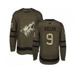 Men Adidas Phoenix Coyotes #9 Clayton Keller Green Salute to Service Stitched NHL Jerse