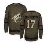 Men's Arizona Coyotes #17 Alex Galchenyuk Green Salute to Service Stitched Hockey Jersey