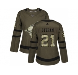 Women Adidas Phoenix Coyotes #21 Derek Stepan Green Salute to Service Stitched NHL Jersey