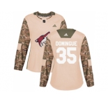 Women Adidas Phoenix Coyotes #35 Louis Domingue Camo Authentic 2017 Veterans Day Stitched NHL Jersey