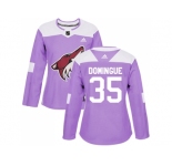 Women Adidas Phoenix Coyotes #35 Louis Domingue Purple Authentic Fights Cancer Stitched NHL Jersey
