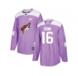 Youth Adidas Phoenix Coyotes #16 Max Domi Purple Authentic Fights Cancer Stitched NHL Jersey