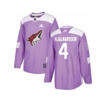 Youth Adidas Phoenix Coyotes #4 Niklas Hjalmarsson Purple Authentic Fights Cancer Stitched NHL Jersey