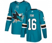 Adidas San Jose Sharks #16 Eric Fehr Premier Teal Green Home NHL Jersey