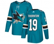 Adidas San Jose Sharks #19 Joe Thornton Authentic Teal Green Home NHL Jersey