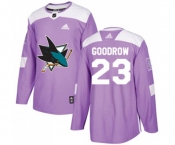 Adidas San Jose Sharks #23 Barclay Goodrow Authentic Purple Fights Cancer Practice NHL Jersey