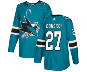Adidas San Jose Sharks #27 Joonas Donskoi Premier Teal Green Home NHL Jersey