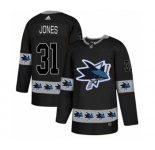 Adidas San Jose Sharks #31 Martin Jones Authentic Black Team Logo Fashion NHL Jersey